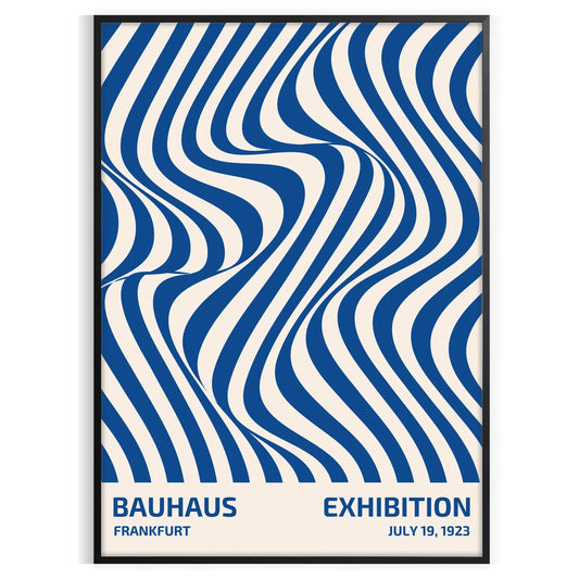 space stunning Bauhaus art poster sleek gray blue hues timeless print perfect wall unique gift unframed option ideal display