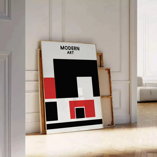 space modern art poster dynamic blend black red wall unique gift artwork contemporary elegance versatile sizes A4 cm A0 decor today