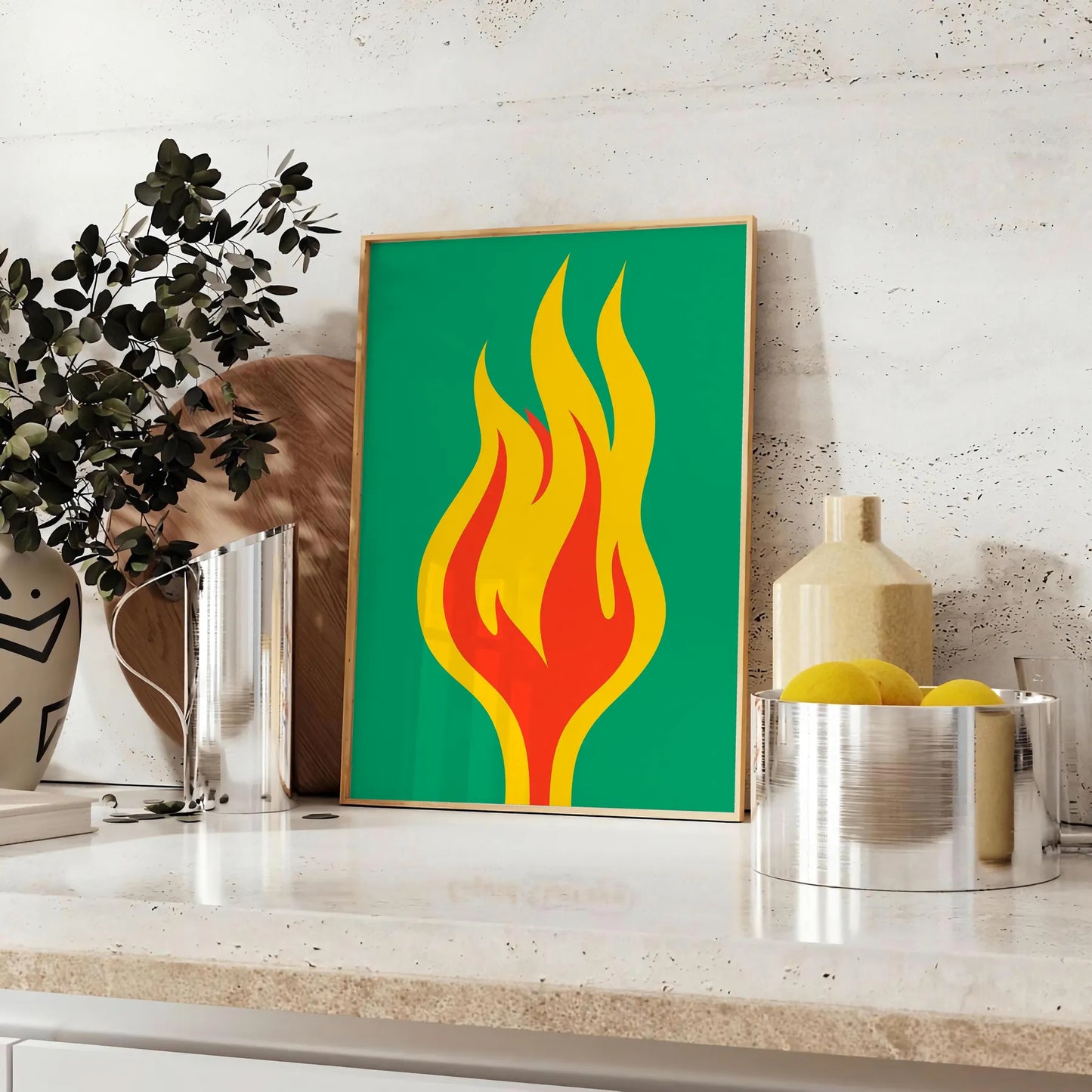 space modern art poster vibrant orange green hues wall unique gift artwork room perfect size A4 cm A0 walls today