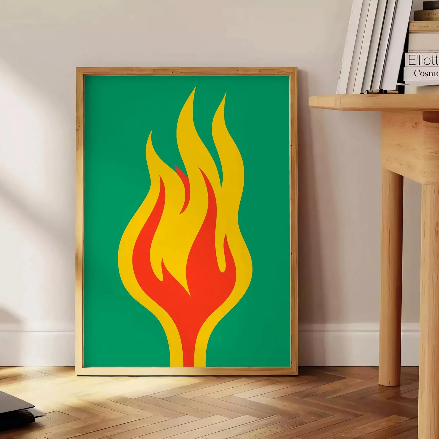 space modern art poster vibrant orange green hues wall unique gift artwork room perfect size A4 cm A0 walls today