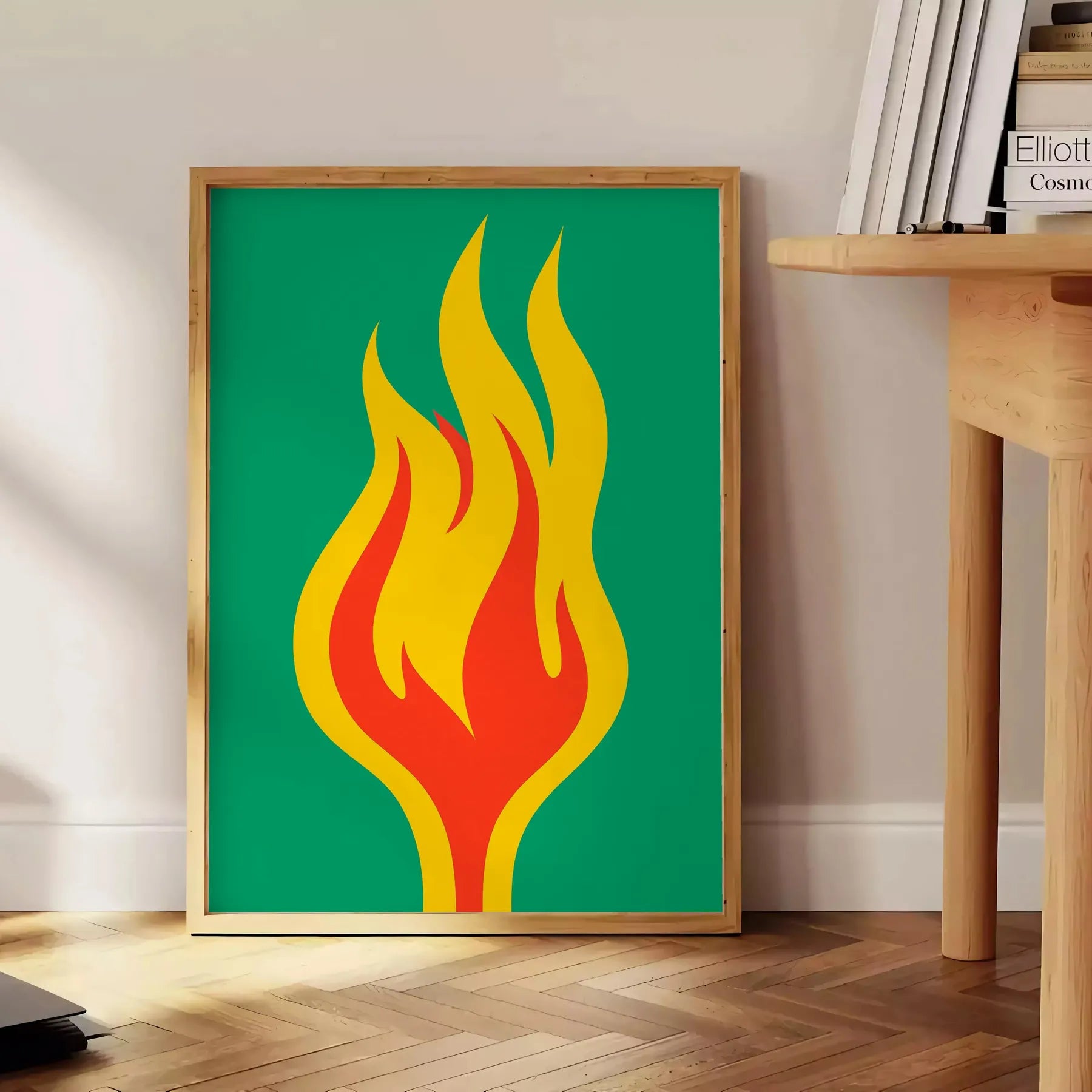 space modern art poster vibrant orange green hues wall unique gift artwork room perfect size A4 cm A0 walls today