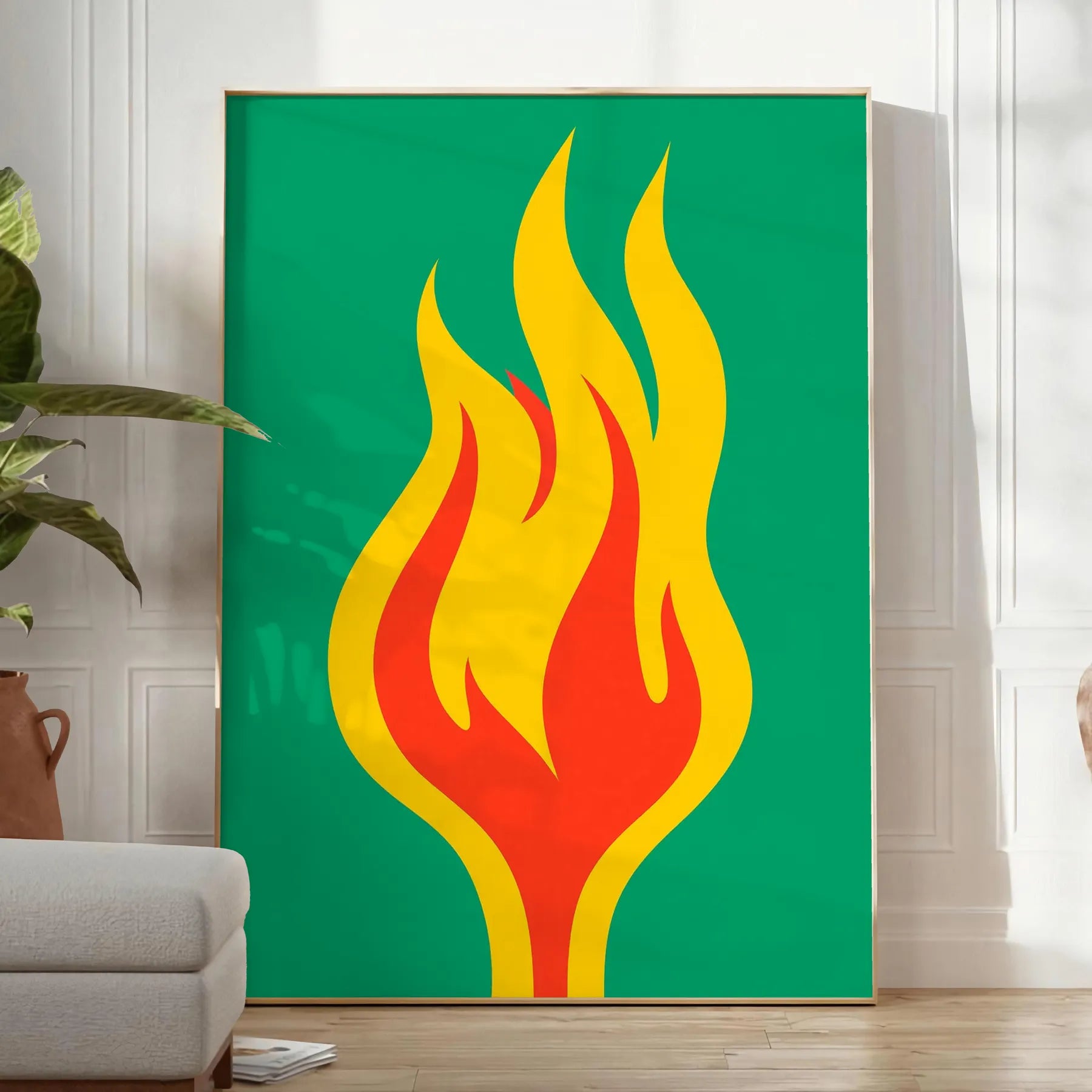 space modern art poster vibrant orange green hues wall unique gift artwork room perfect size A4 cm A0 walls today