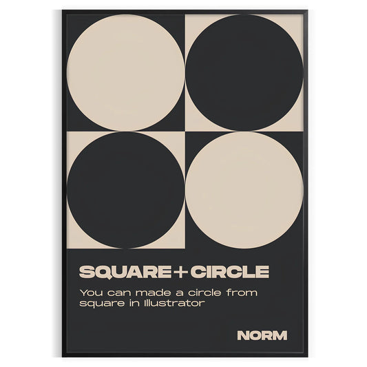 space square circle modern art poster black brown tones wall thoughtful gift unique print blends contemporary design timeless elegance various sizes A4 cm larger formats